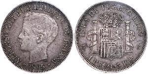 1 Peso Porto Rico Argent Alfonso XIII of Spain (1886 - 1941)