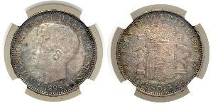 1 Peso Porto Rico Argent Alfonso XIII of Spain (1886 - 1941)