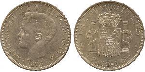 1 Peso Porto Rico Argent Alfonso XIII of Spain (1886 - 1941)