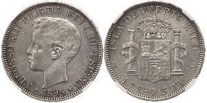 1 Peso Porto Rico Argent Alfonso XIII of Spain (1886 - 1941)