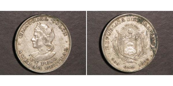 1 Peso Salvador Argent Christophe Colomb (1451 - 1506)