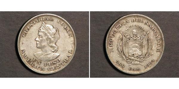 1 Peso Salvador Argent Christophe Colomb (1451 - 1506)