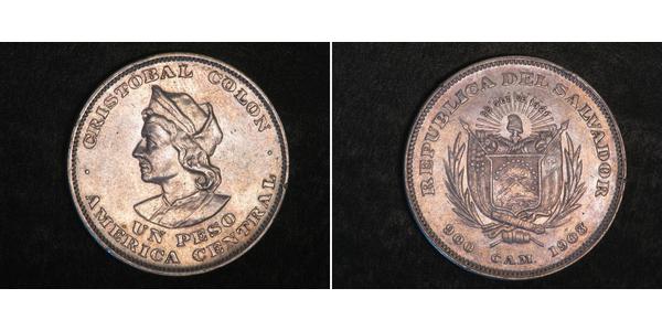 1 Peso Salvador Argent Christophe Colomb (1451 - 1506)