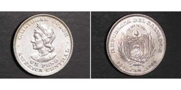 1 Peso Salvador Argent Christophe Colomb (1451 - 1506)