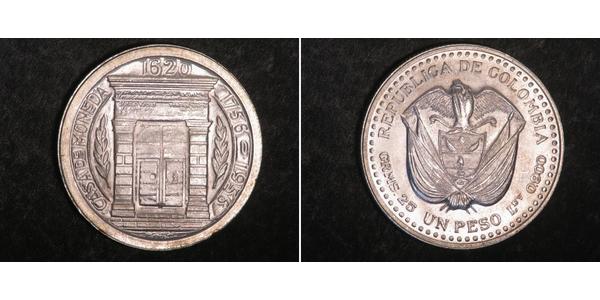 1 Peso Colombia Argento 