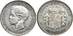 1 Peso Filippine Argento Alfonso XIII of Spain (1886 - 1941)