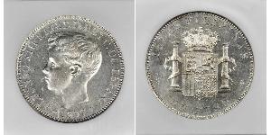 1 Peso Filippine Argento Alfonso XIII of Spain (1886 - 1941)