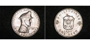 1 Peso Filippine Argento Douglas MacArthur (1880 - 1964) 