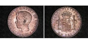 1 Peso Filippine Argento Alfonso XIII of Spain (1886 - 1941)