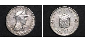 1 Peso Filippine Argento Douglas MacArthur (1880 - 1964) 
