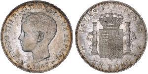 1 Peso Filippine Argento Alfonso XIII of Spain (1886 - 1941)