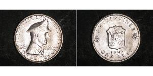 1 Peso Filippine Argento Douglas MacArthur (1880 - 1964) 