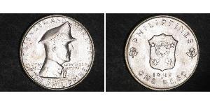 1 Peso Filippine Argento Douglas MacArthur (1880 - 1964) 
