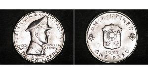 1 Peso Filippine Argento Douglas MacArthur (1880 - 1964) 