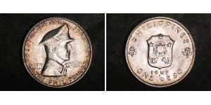1 Peso Filippine Argento Douglas MacArthur (1880 - 1964) 