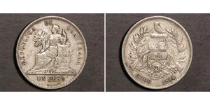 1 Peso Guatemala (1838 - ) Argento 