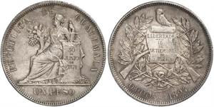 1 Peso Guatemala (1838 - ) Argento 