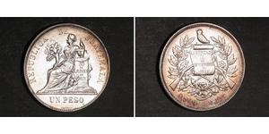 1 Peso Guatemala (1838 - ) Argento 