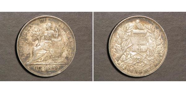 1 Peso Guatemala (1838 - ) Argento 