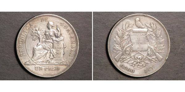 1 Peso Guatemala (1838 - ) Argento 