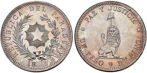 1 Peso Paraguay (1811 - ) Argento 