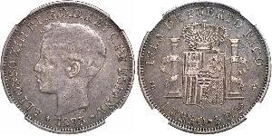 1 Peso Porto Rico Argento Alfonso XIII of Spain (1886 - 1941)