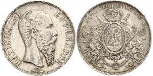 1 Peso Secondo Impero Messicano (1864 - 1867) Argento Maximilian I of Mexico (1832 - 1867)