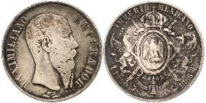 1 Peso Secondo Impero Messicano (1864 - 1867) Argento Maximilian I of Mexico (1832 - 1867)