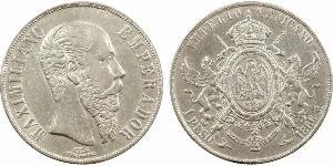 1 Peso Secondo Impero Messicano (1864 - 1867) Argento Maximilian I of Mexico (1832 - 1867)