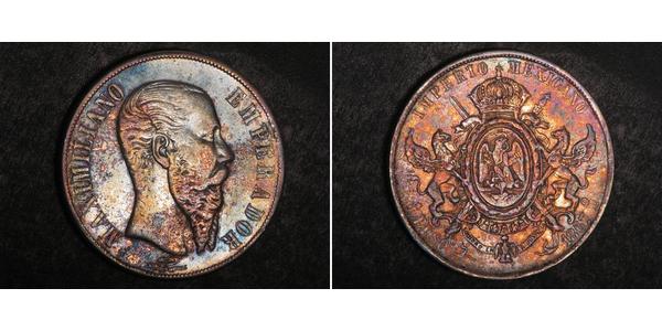 1 Peso Secondo Impero Messicano (1864 - 1867) Argento Maximilian I of Mexico (1832 - 1867)