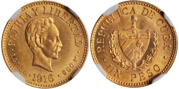 1 Peso Cuba Gold 