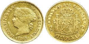 1 Peso Philippines Gold Isabella II of Spain (1830- 1904)