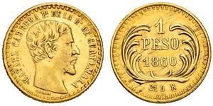 1 Peso Republic of Guatemala (1838 - ) Gold Rafael Carrera