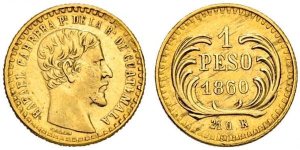 1 Peso Republic of Guatemala (1838 - ) Gold Rafael Carrera