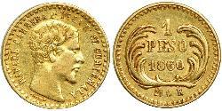 1 Peso República de Guatemala (1838 - ) Gold José Rafael Carrera Turcios