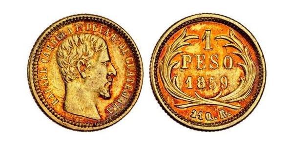 1 Peso República de Guatemala (1838 - ) Gold José Rafael Carrera Turcios