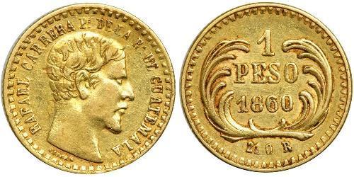 1 Peso Guatemala (1838 - ) Or Rafael Carrera