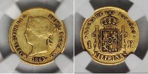 1 Peso Filippine Oro Isabella II of Spain (1830- 1904)