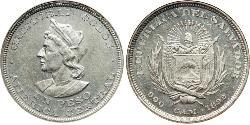 1 Peso El Salvador Plata Cristóbal Colón (1451 - 1506)