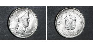 1 Peso Filipinas Plata Douglas MacArthur (1880 - 1964) 