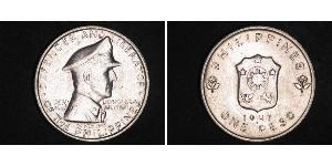 1 Peso Filipinas Plata Douglas MacArthur (1880 - 1964) 