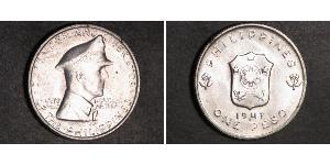 1 Peso Filipinas Plata Douglas MacArthur (1880 - 1964) 