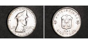 1 Peso Filipinas Plata Douglas MacArthur (1880 - 1964) 