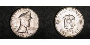 1 Peso Filipinas Plata Douglas MacArthur (1880 - 1964) 