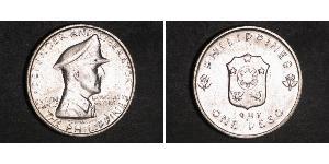 1 Peso Filipinas Plata Douglas MacArthur (1880 - 1964) 