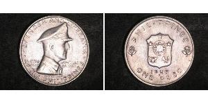 1 Peso Filipinas Plata Douglas MacArthur (1880 - 1964) 