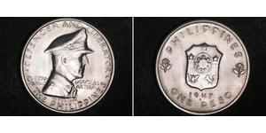 1 Peso Filipinas Plata Douglas MacArthur (1880 - 1964) 