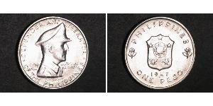 1 Peso Filipinas Plata Douglas MacArthur (1880 - 1964) 