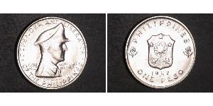 1 Peso Filipinas Plata Douglas MacArthur (1880 - 1964) 