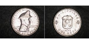 1 Peso Filipinas Plata Douglas MacArthur (1880 - 1964) 